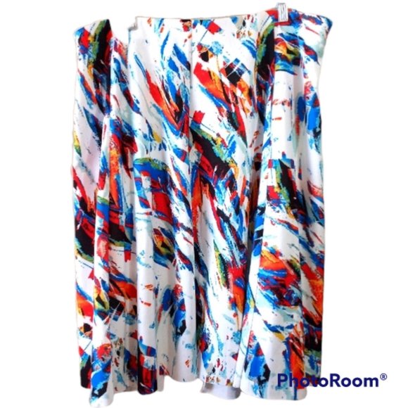 NWT Chelsea & Theodore Vivid Colors Abstract Scuba Skirt 3X - Picture 4 of 10